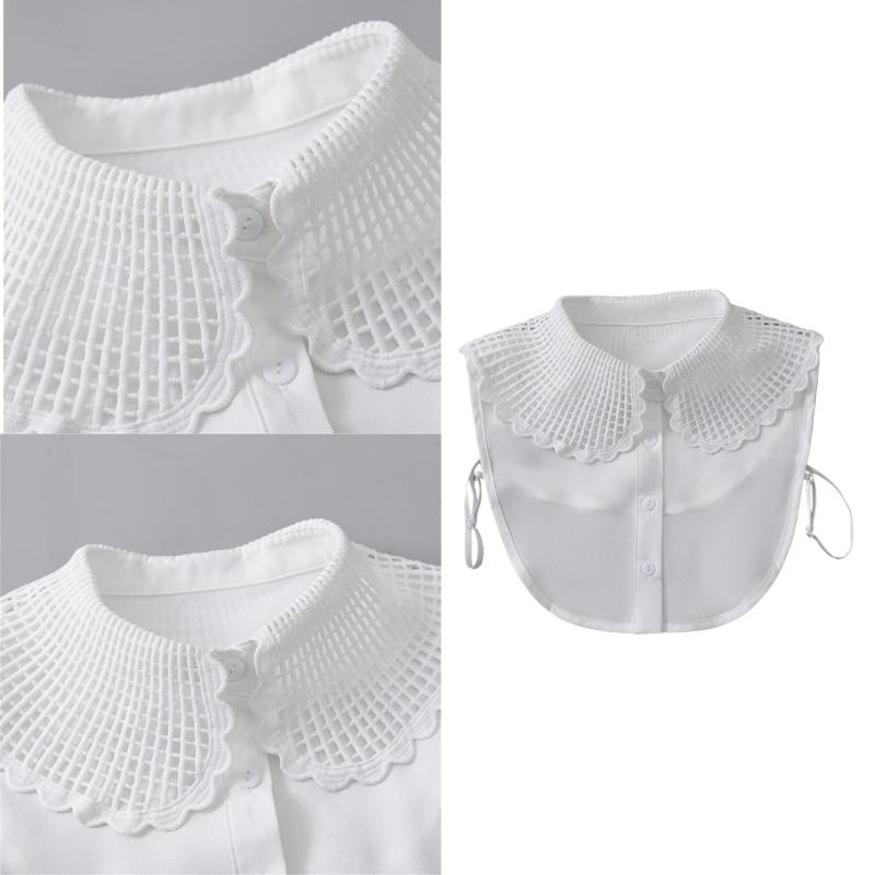 Breathable Cotton Polyester False Collar With Peplum Shoulder Design Easy To Wear Fashion Neckpiece For Daily Outfits