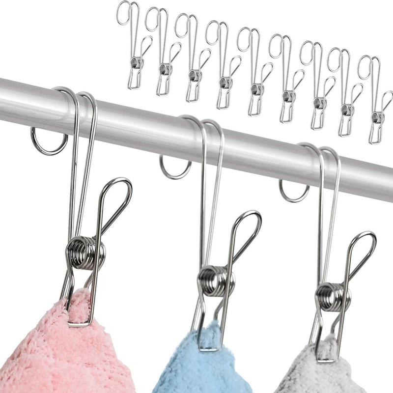 Stainless Steel Clothes Pegs Laundry Storage Clip Hooks Photo Clip Bathroom Clothespins Towel Clip Kitchen Organizer Holder Rack