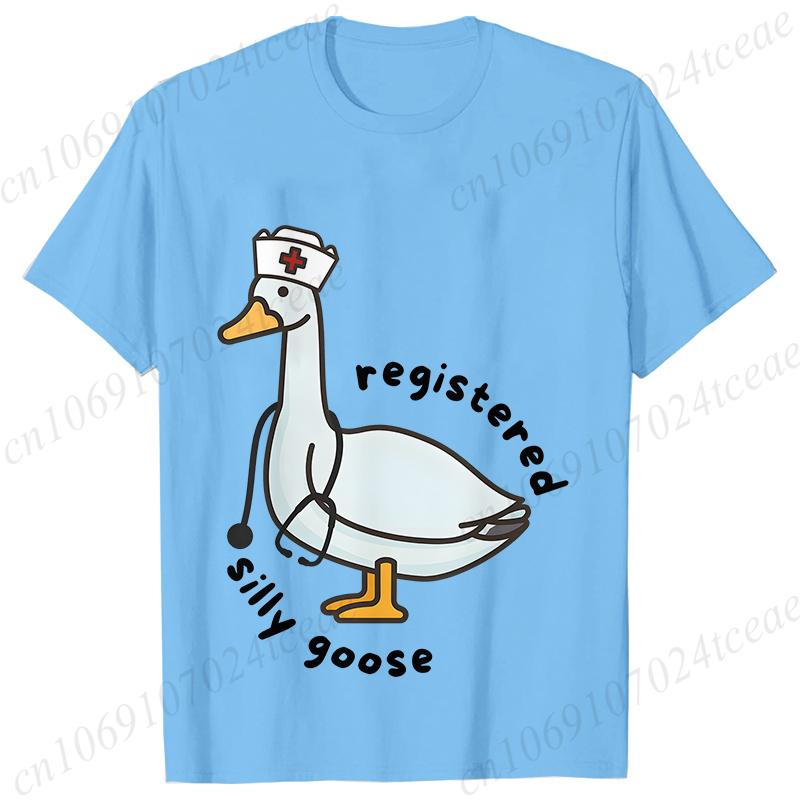 Registered Silly Goose Tshirts for Women Funny Nurse Day Gifts Fashion Kawaii Goose Anime Top Short Sleeve Tees Female Clothing S