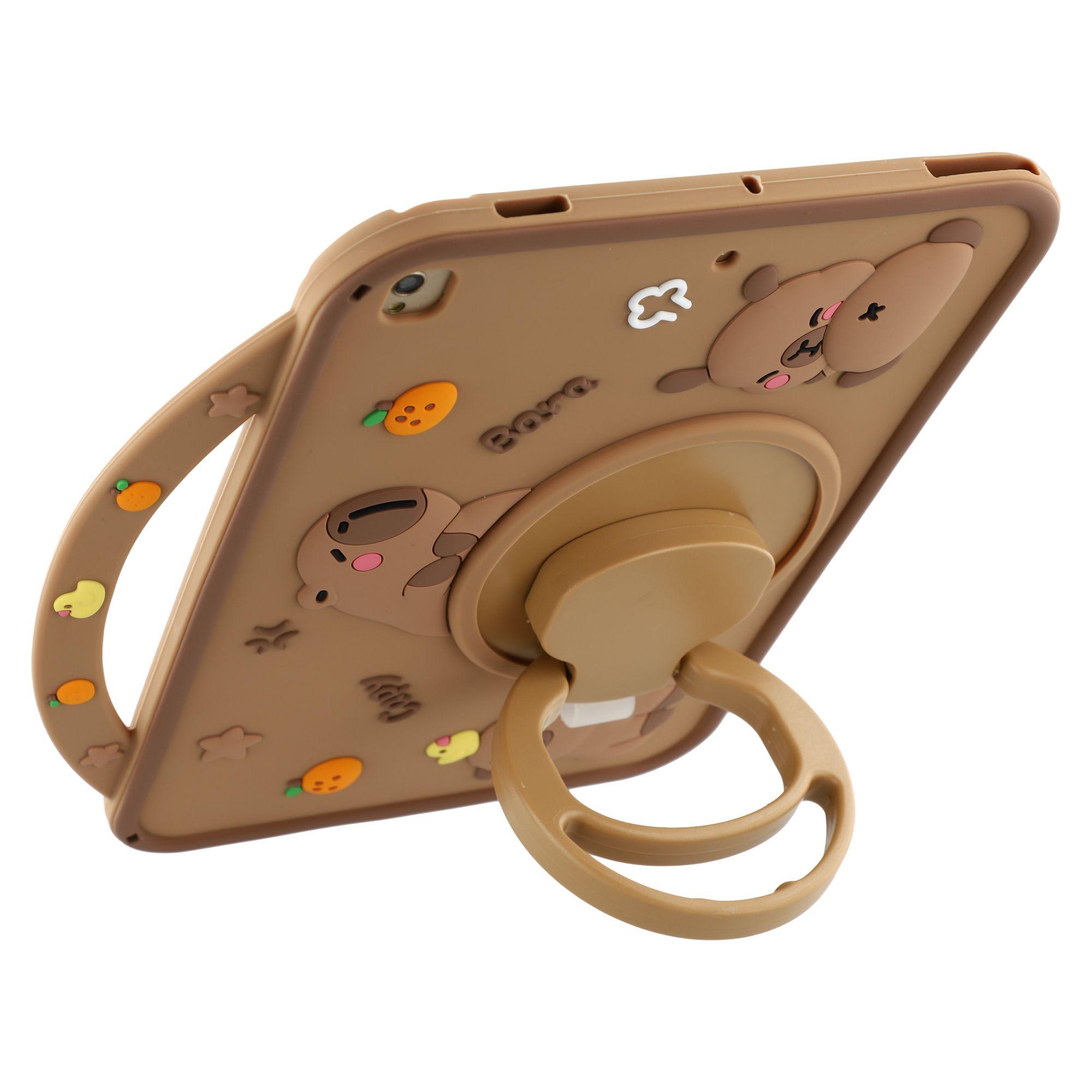 

Silicone Case for iPad 10.2 (2021)/(2020)/(2019)/Air 10.5 inch (2019) Rotating Kickstand Protective Cover with Handle Capybara Pattern Type A