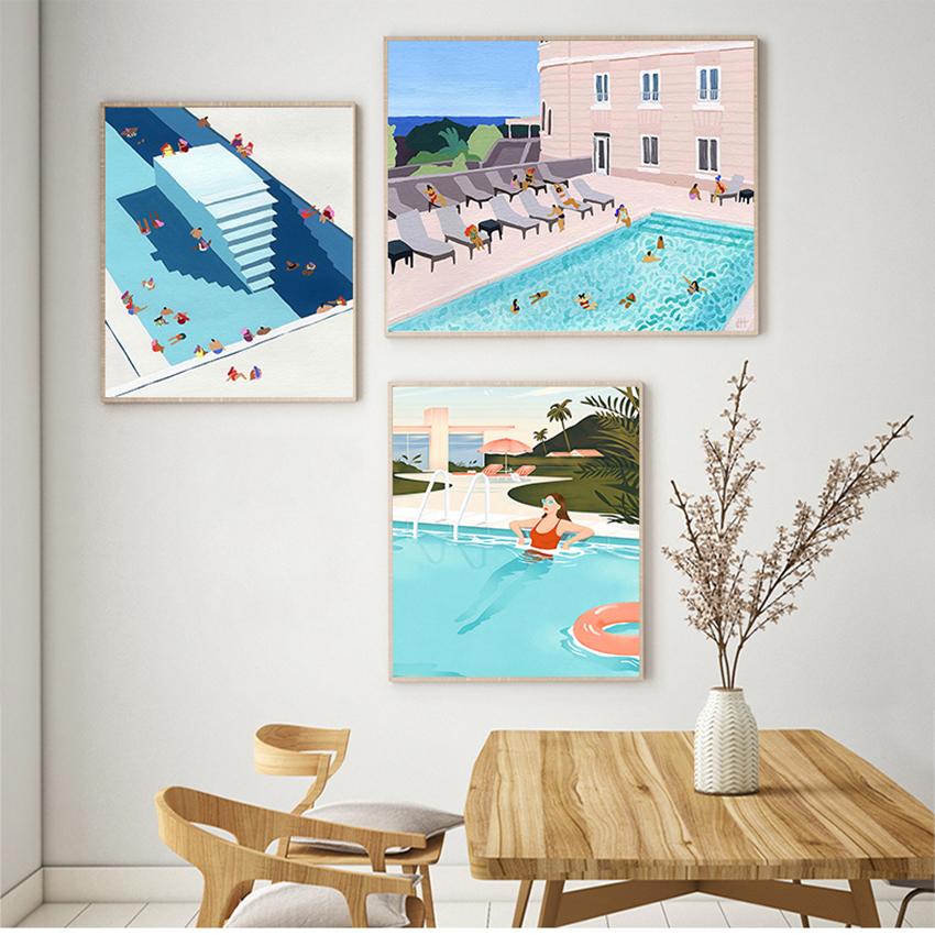 

Интерьер для гостиной, украшения для дома, летняя купальная вечеринка, настенные художественные картины, картины на холсте, постеры и принты