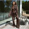 Women Casual Solid Color Cotton Linen Shirt Pants Suits Fashion Single Breasted Blouses Elastic Waist Pants Set Spring Loose Outfits