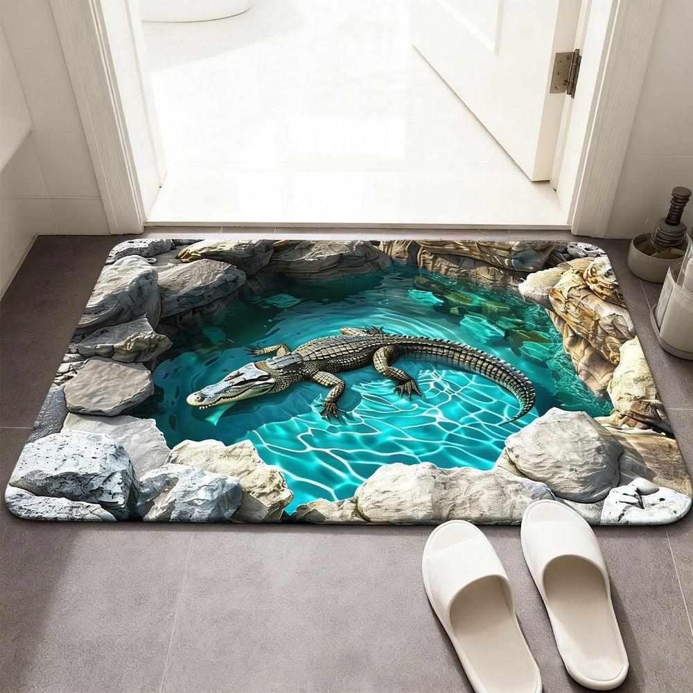 3D Flat Optical Illusion Doormat Non-slip Water-absorbing Bathroom Carpet Realistic Design Durable Bedroom Door Rug