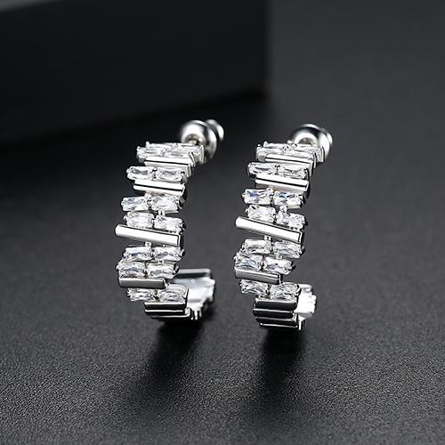 LUOTEEMI Big CZ Hoop Earrings for Girls Colorful Cubic Zirconia Yellow Gold Plating Women Earring