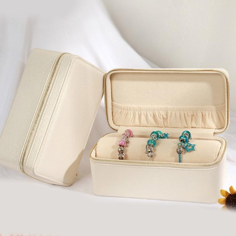 Eleganter 2-lagiger Schmuckkoffer mit verschließbarer Aufbewahrungsbox aus PU-Leder, Wohnaccessoire für Ohrringe, Ringe, Armbänder