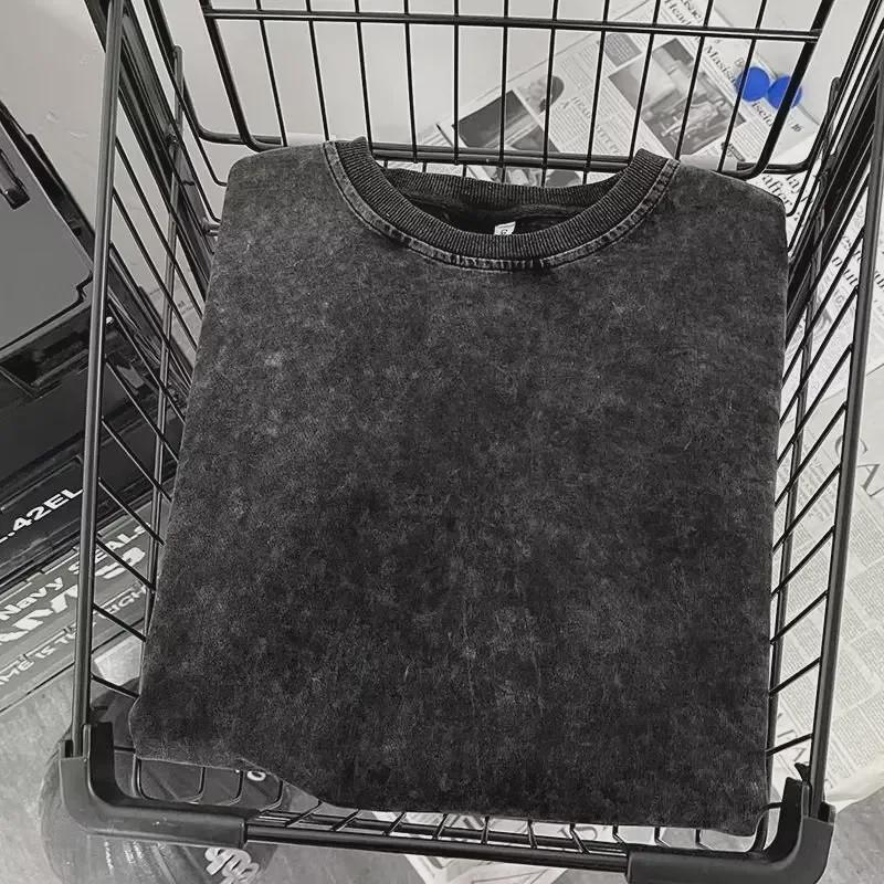 

Мужская футболка в гонконгском стиле из плотного хлопка с короткими рукавами и модными пятиконечными рукавами. XL чёрный