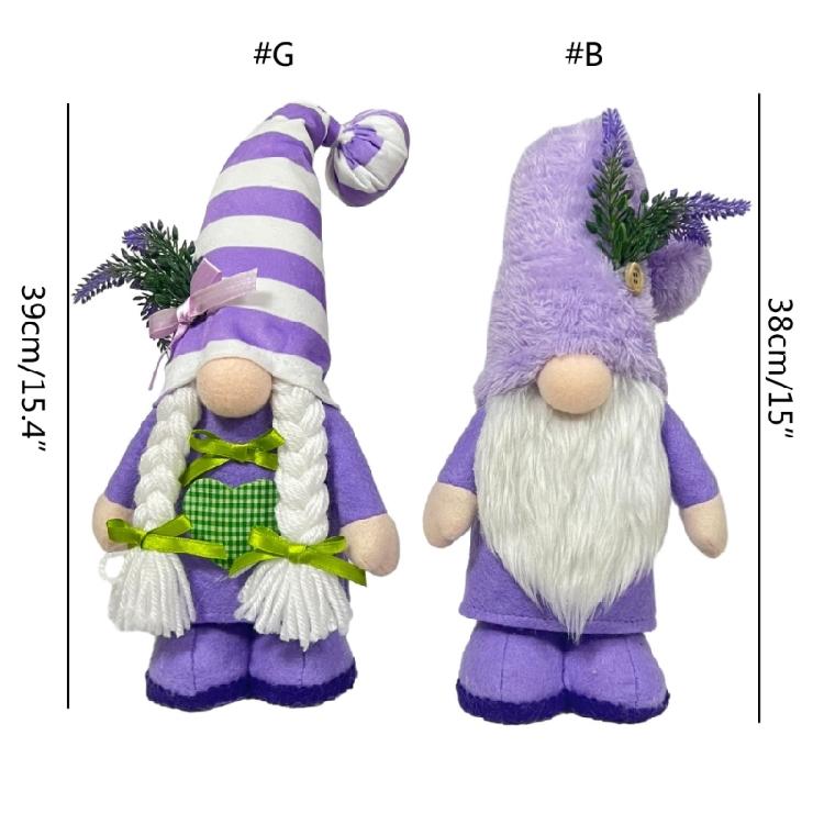 Eye Catching Lavender Gnomes Decor Handcraft Figurines for Spring Summer