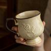 Hibiscus Exquisite Flower Cup Medieval Relief Tall French Ceramic Coffee Cup Water Cup Outlet