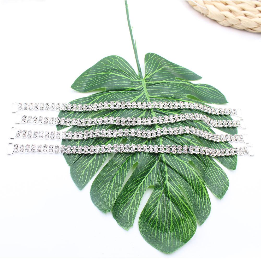 New 2-Row 10 Piece 9 * 200mm Fully Transparent SS14 Diamond Bikini Connector Buckle Metal Chain Swimsuit Accessories