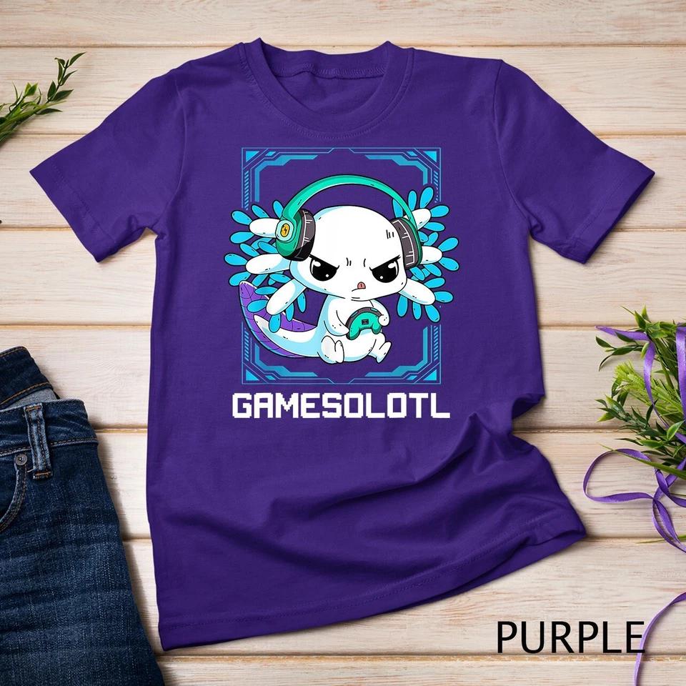 Gamesolotl Gamer Axolotl Cute Axolotl Anime Gaming Video Unisex T-shirt 8 XL