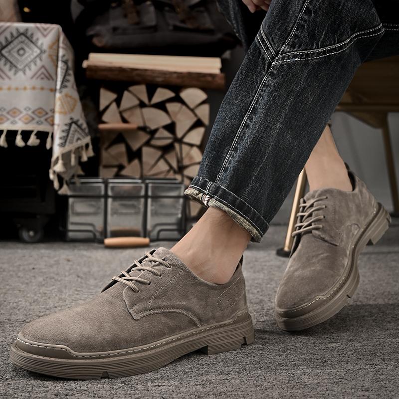 Men's Comfortable Fashion Suede Leather Shoes Men Daily Business Casual Shoes Formal Lace-up Men Dress Shoes Footwear