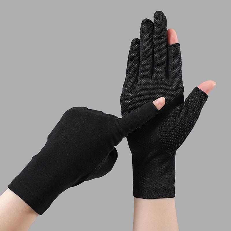 Women’s Two-Finger Cutout UV Protection Gloves, Breathable Thin Summer Gloves, Anti-Slip Driving Cycling Gloves for Outdoor