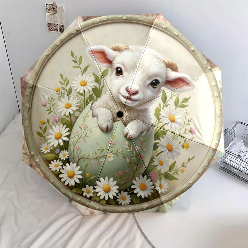 Cute Easteranimals Pattern Pattern New Style Umbrella, 1 Piece Automatic Folding Umbrella, Portable Travel Umbrella, Outdoor Umbrella, Birthday Gift