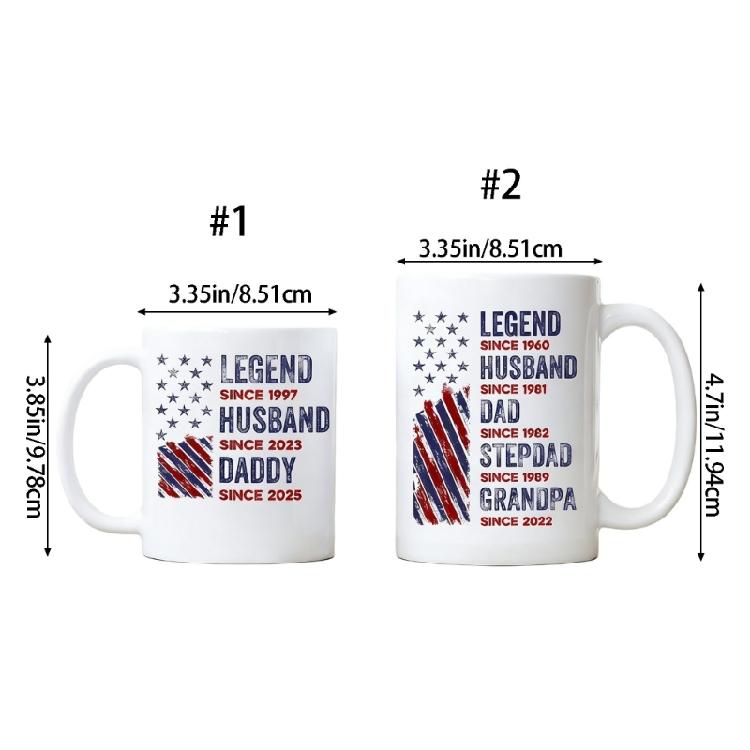 Legends Dad Husband Print Tea Cup 11Oz And 15Oz Size Ceramic Coffee Mug Comfortable Grip Design Fathers Day Present