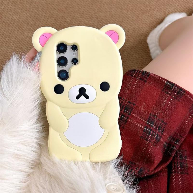 

For Samsung Galaxy S25 Ultra S24 S23 Plus S24 Ultra S25Ultra Cute Key Chain Rilakkuma Silicone Soft Case Cover Galaxy S25