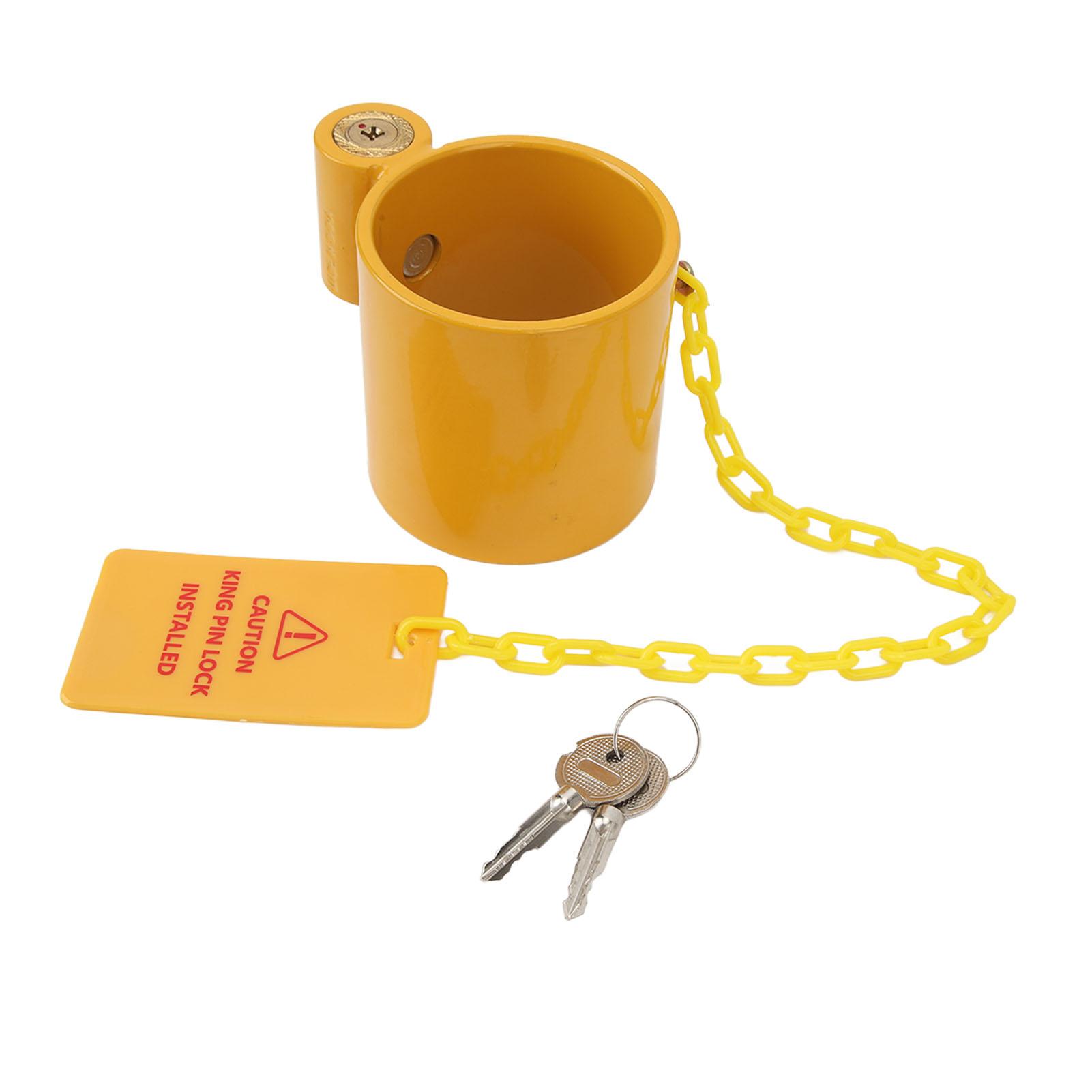 

5th Wheel King Pin Lock Anti Rust Heavy Duty Steel Trailer King Pin Lock with Yellow Caution Tag For Motorhomes