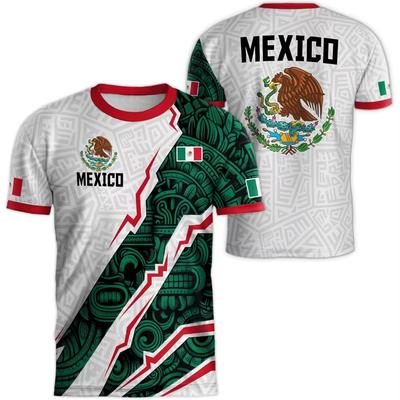 Mexiko Nationalflagge Print T-Shirt für Männer Lustiges 3D-Adlermuster Kurzarm-T-Shirts Outdoor Fußball Sportbekleidung Lässige Oberteile
