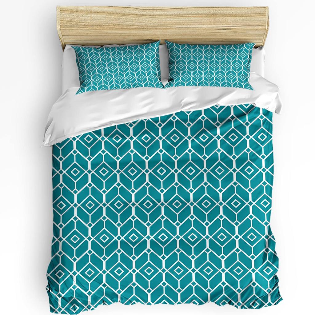 Turquoise Palm Tree Bedding Three-Piece Quilt Cover