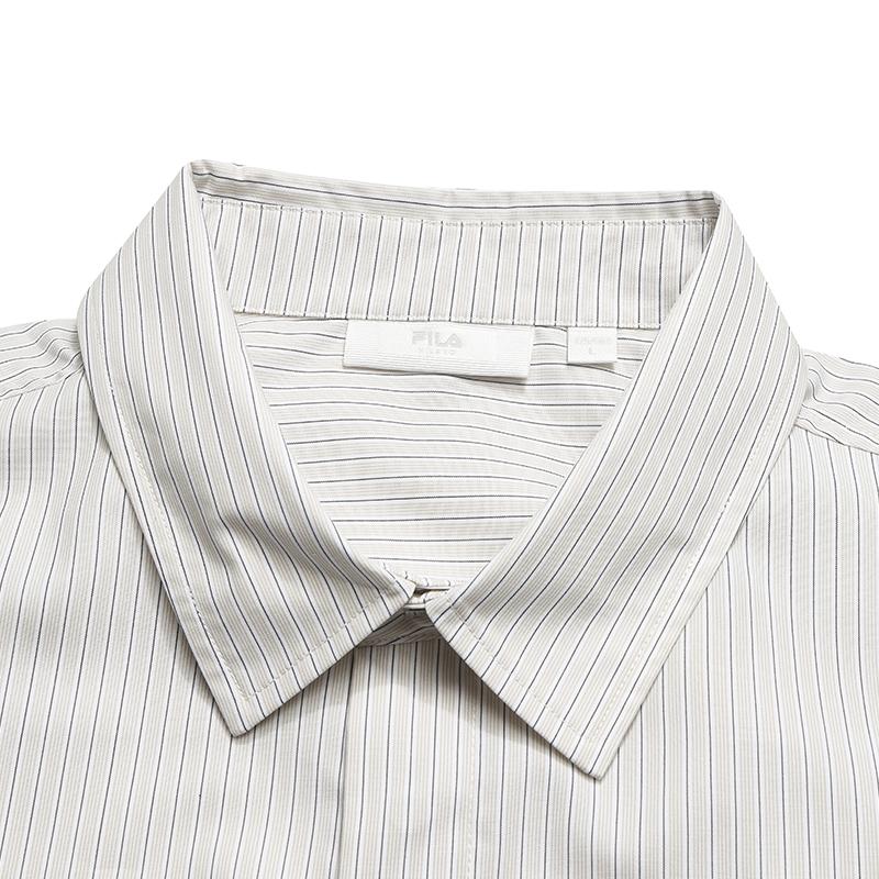 FILA Milano Series Fashion Minimalist Classic Striped Retro Casual Versatile Comfortable Loose Woven Long Sleeve Shirt Unisex shirts F11U625401FGY