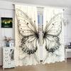 2Pcs- Vintage Butterfly - Printed curtains -100% polyester for bedroom curtains and living room decor.