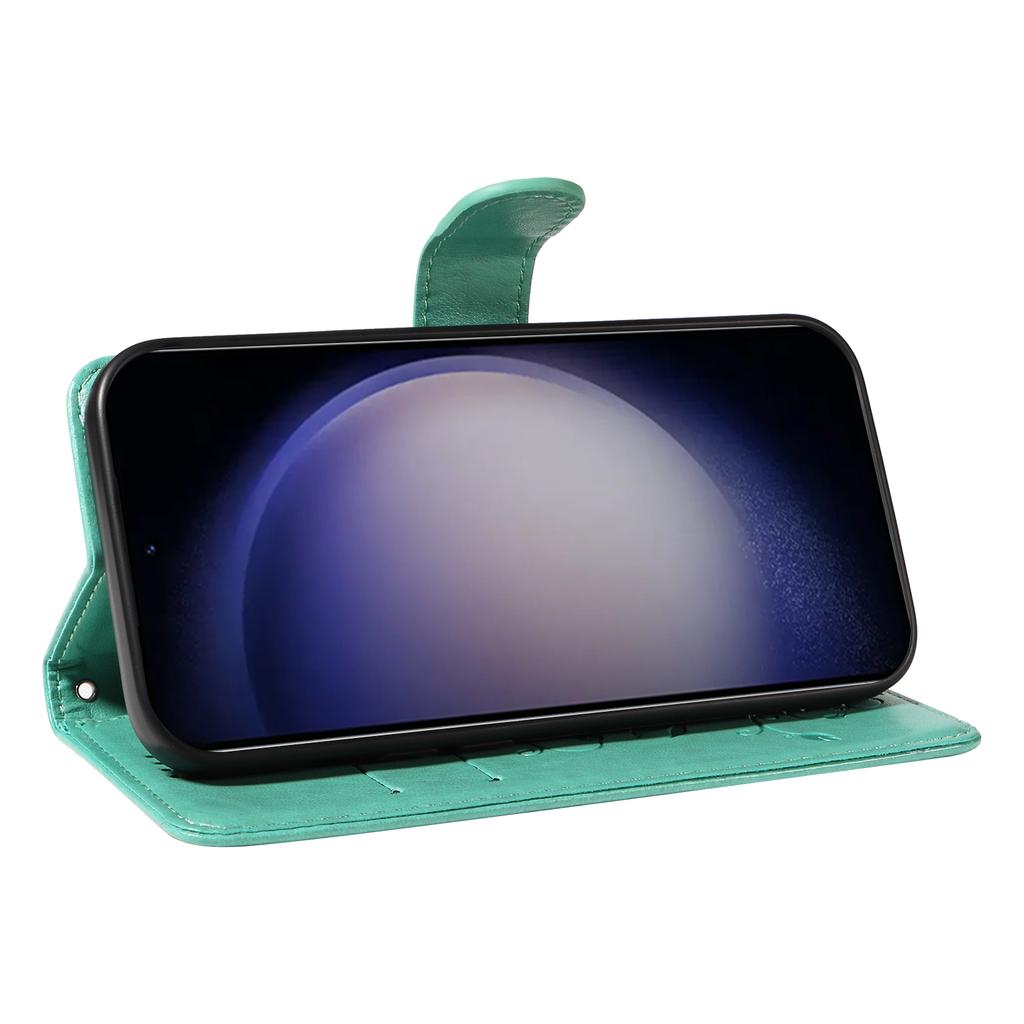 For Samsung Galaxy S24/Galaxy S25 PU Leather Cases Flower Pattern Wallet Stand Phone Cover with Strap