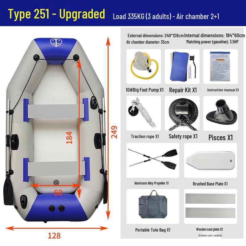 Durable Hard-Bottom Inflatable Rubber Dinghy Kayak for Fishing & Lifesaving