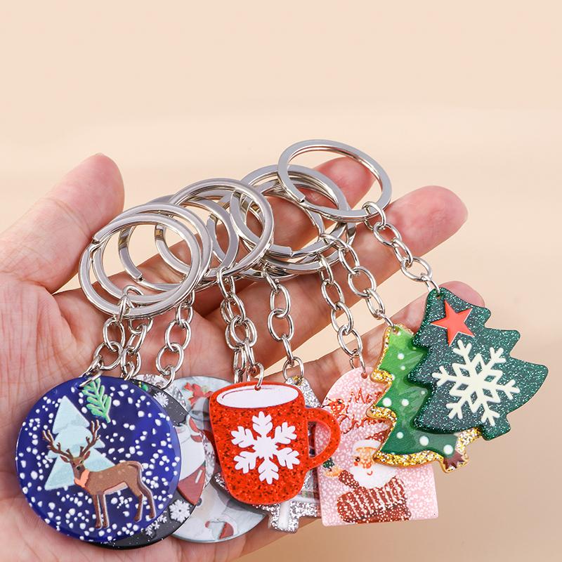 Niedliche Harz Weihnachts-Schlüsselanhänger Weihnachtsmann Schneemann Weihnachtsbaum Schlüsselringe für Männer Frauen Handtaschen-Anhänger DIY Schmuck Geschenke