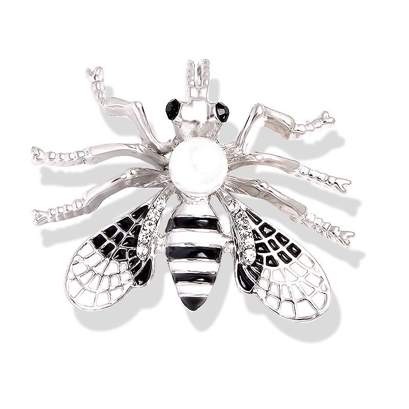 Insect Rhinestone Brooch with Diamonds Pearl Drop Oil Brooch Fashion Clothing Accessories Clothing Bee Pins