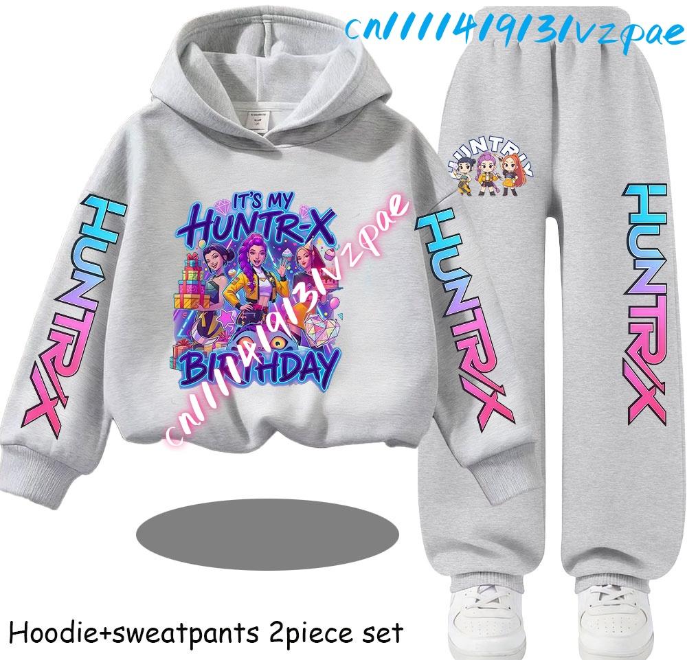 Kp-op Kids New Fashion Cartoon Print 2pcs Hoodie+Pants Sportsuits Casual Outfits Clothes for 2-13 Years Boys Girls