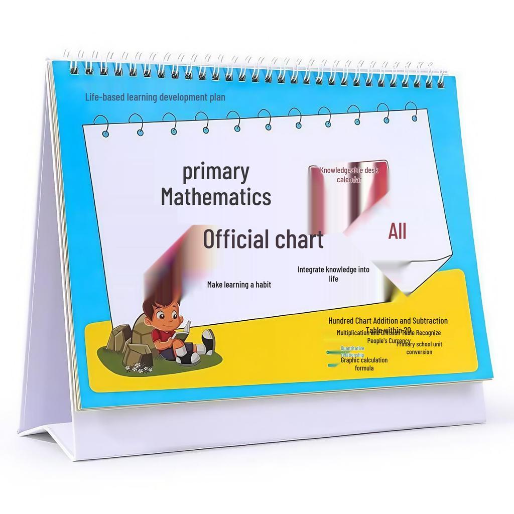 Bilingual Primary School Calendar: Math & English Formula Cards, Speed Calculation & Knowledge Guide