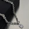 European and American Style Niche Rock Sugar Square Diamond Pendant Necklace Ins Temperament Cold Wind Collarbone Chain Hip Hop Street Jewelry Women