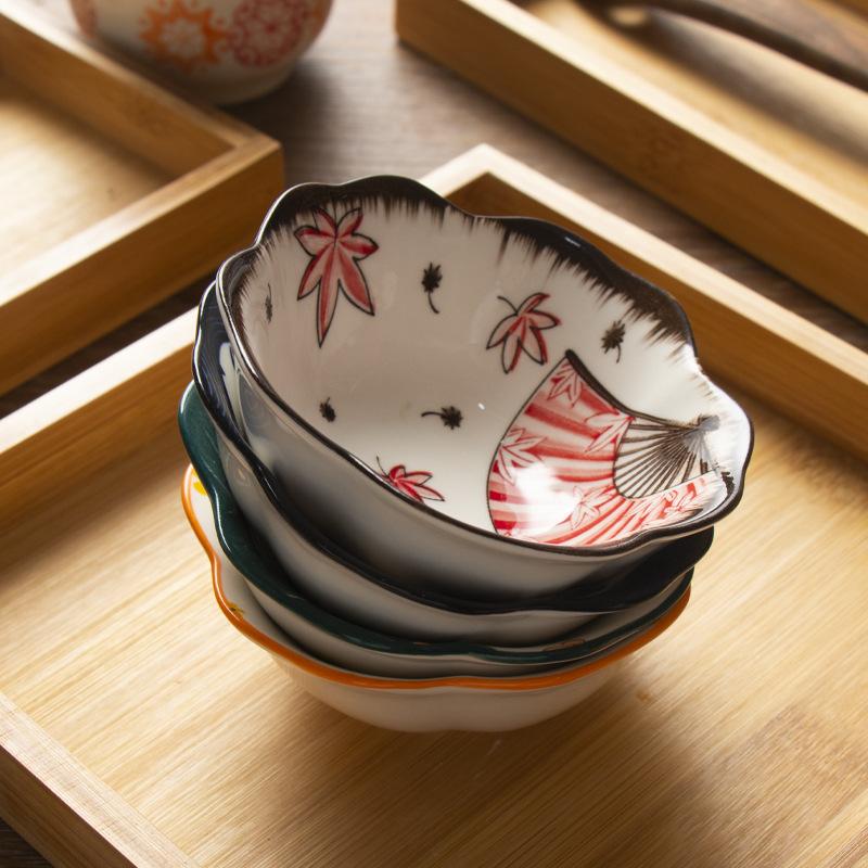 1pcs Japanese Style Four Seasons Flower Hand Painted Snack Plate Petal Plate Creative Pattern Sauce Plate