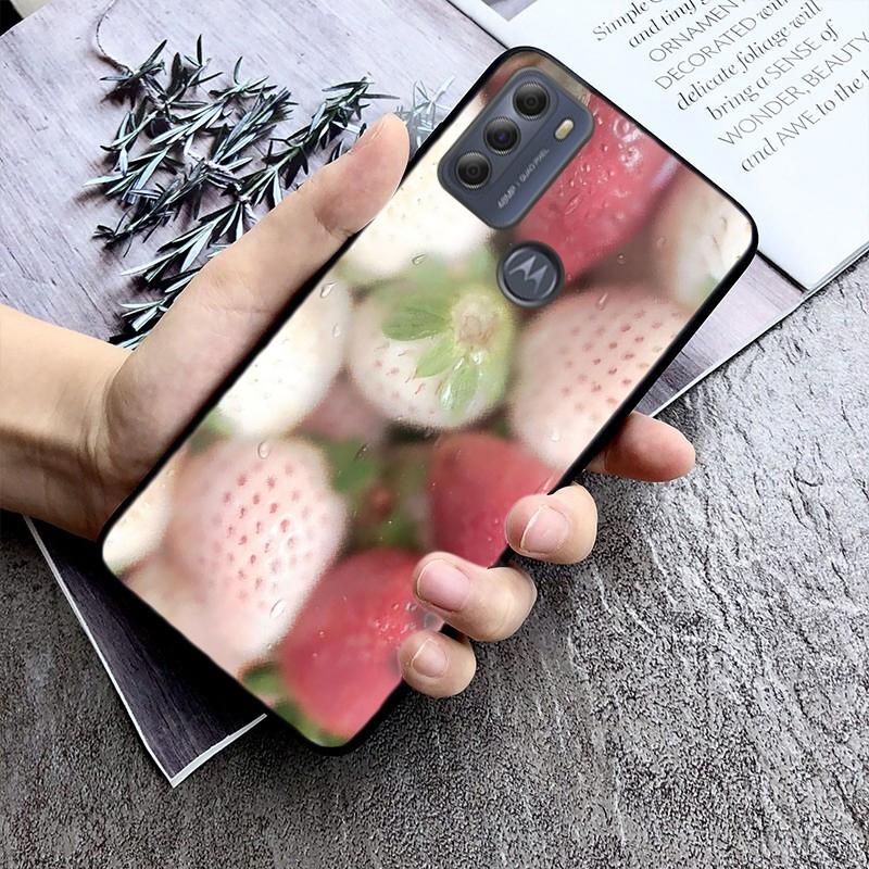 Phone Case For Moto G86 G85 G75 G15 G05 G56 G72 G53 G54 G84 G60 G31 G32 G24  G 5G G Play Strawberry Cat Cartoon