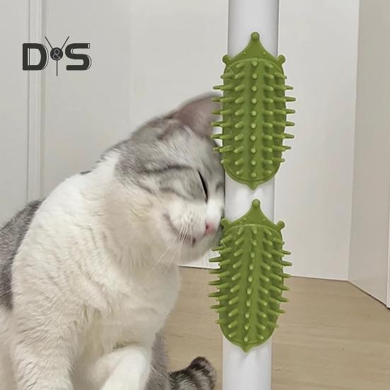 1/2Pcs Multifunctional Cat Self-Care Brush with Adjustable Strap Table Leg Mount Kitten Self Grooming Brush Soft Bristles Pet Scratcher Massage Comb