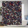 Green and White Shower Curtain Flower Patterned Bath Decoration for Home Bathroom Decorations Waterproof Fabric