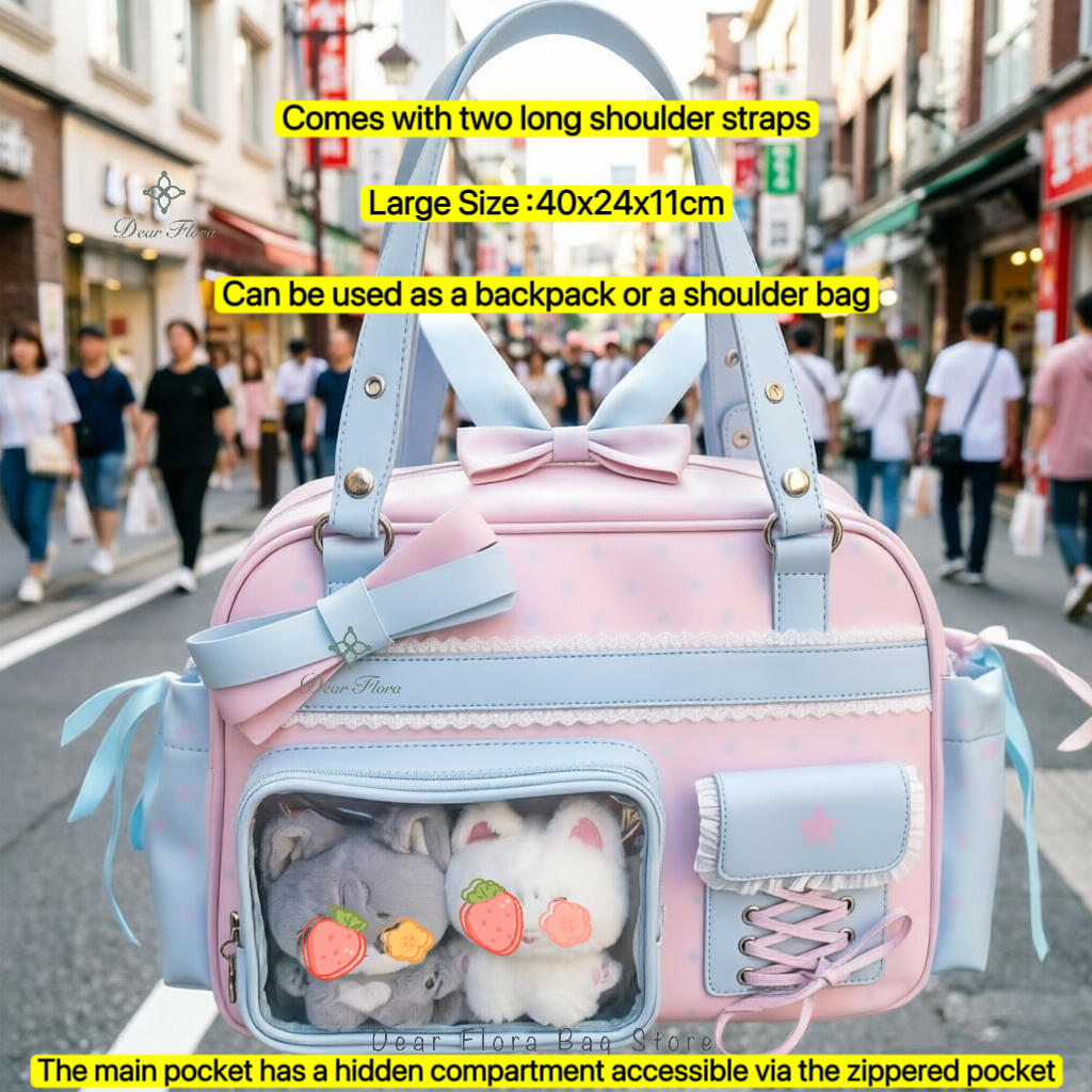 Neuer Y2K Süßer Itabag Comic-Ausstellung Rucksack mit großem Fassungsvermögen Süßes Mädchen Transparente Umhängetasche DIY Abzeichen Display Umhängetasche