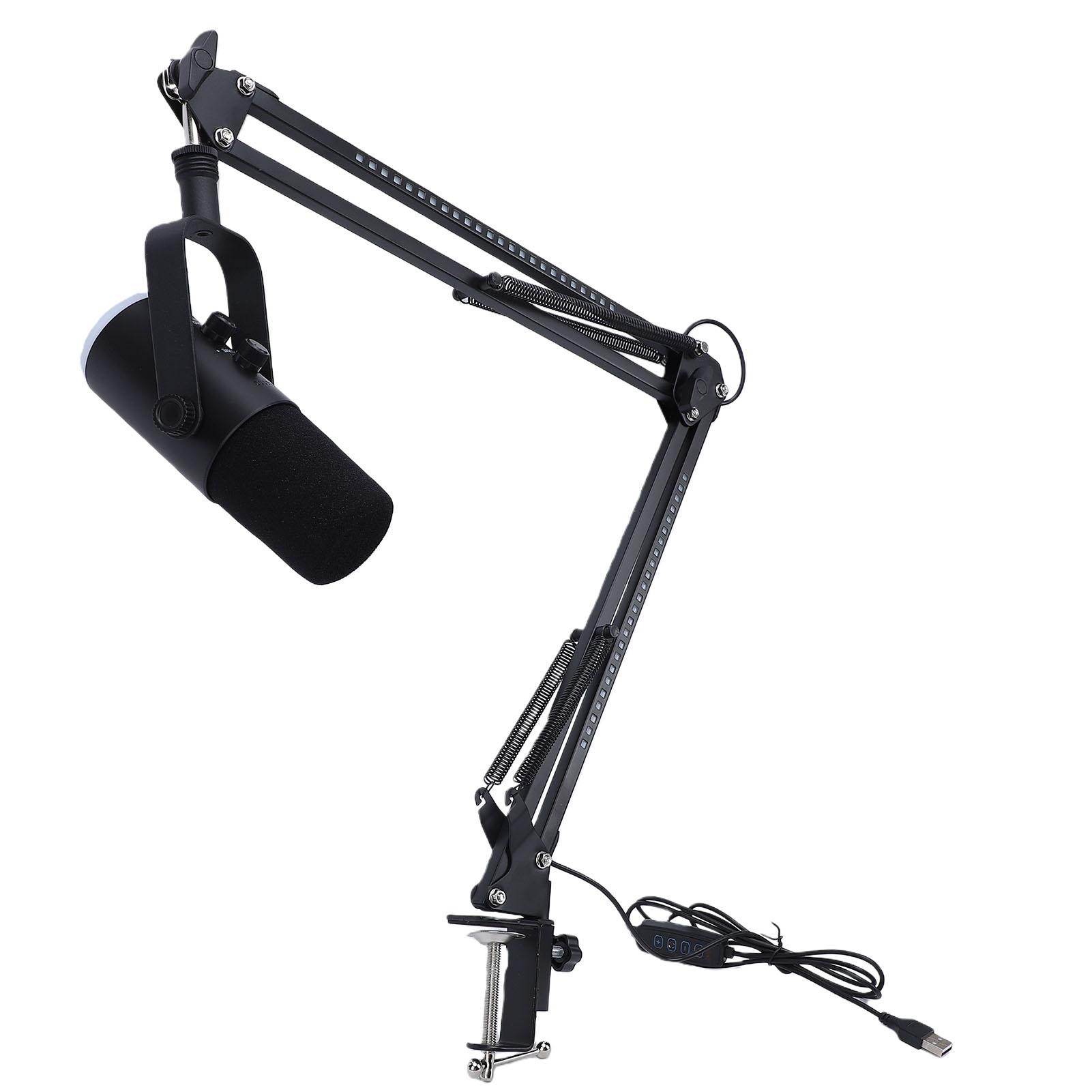 

Gaming USB Microphone for PC Dynamic RGB Noise Cancellation Condenser Mic with Mute Switch Boom Arm for Streaming