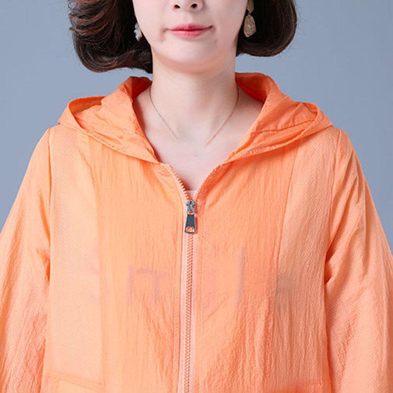 Hooded Thin Jacket Women's Sunscreen Clothing Long Sleeved Breathable Short Coat Daily Simple Casual Summer