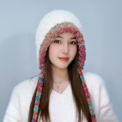 Korean Version of Autumn and Winter New Plush Ear Protection Hat for Women's Wool Knitted Hat Warm Lei Feng Hat Casual Cold Hat Trendy