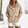 Damen Halbknopf Kapuzenpullover Kordelzug Langarm Kängurutasche Locker Lässig Pullover Einfarbige Tägliche Streetwear Sweatshirt