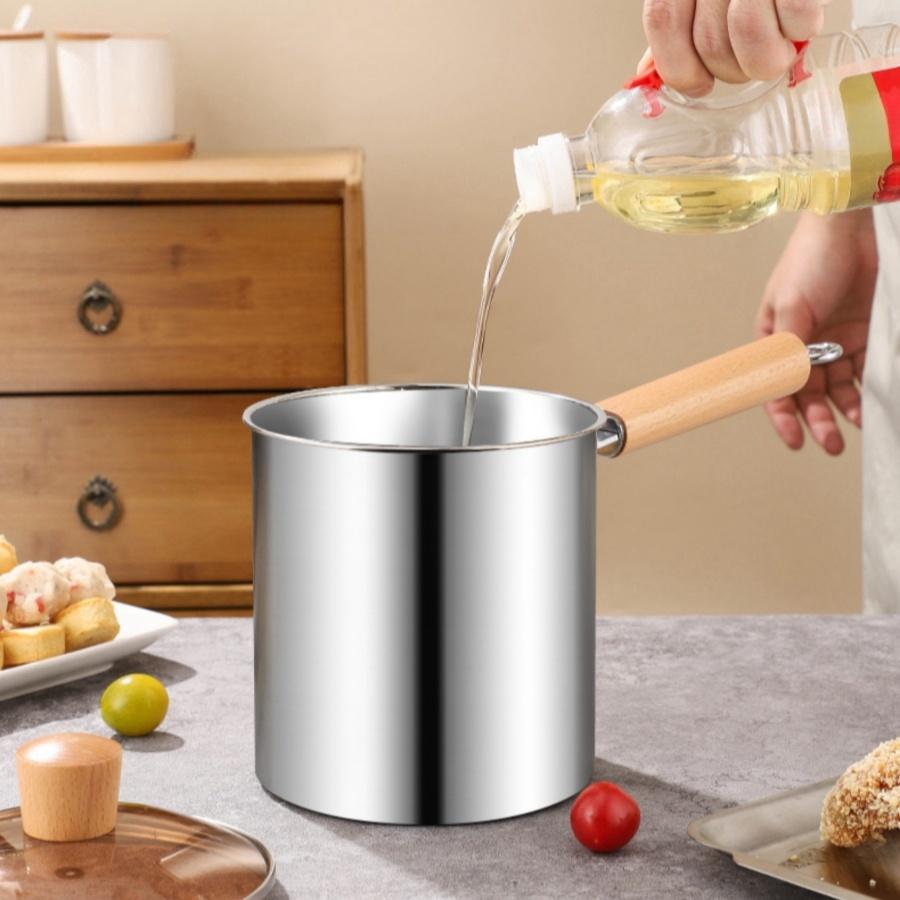 Factory Direct Sale 304 Stainless Steel Fryer Pot Set Fried Chicken Tempura Deep Cooking Pot Fryer for Kitchen