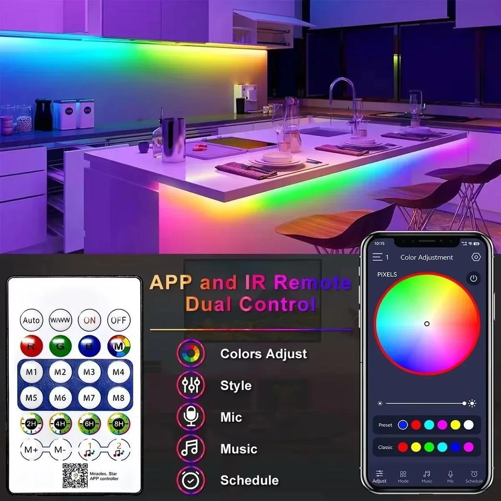 Gaming Room RGBIC Neon LED Strip Lights USB 5V Flexible Waterproof Rope with APP Bluetooth Music Sync DIY Desk Wall Ambient Lighting