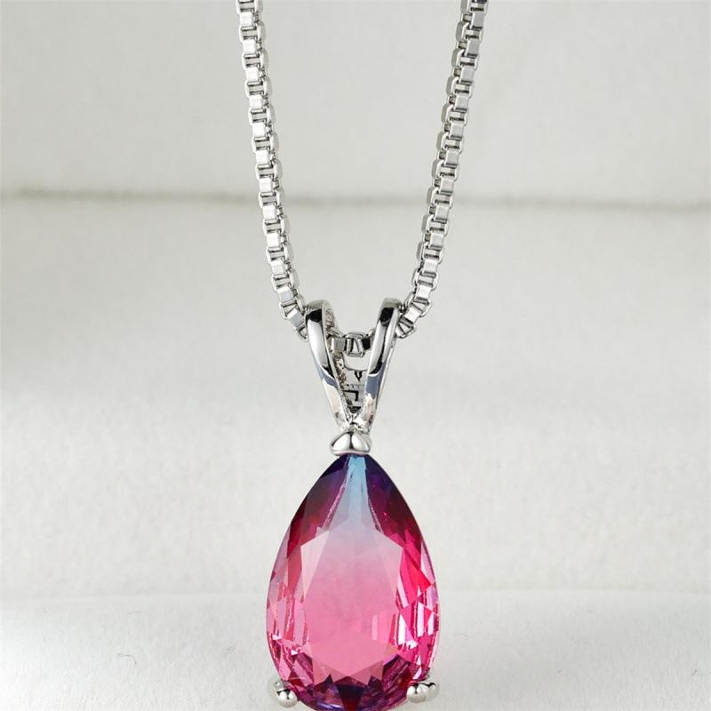 

Wish European and American tourmaline stone water drop pendant necklace simple niche unique necklace