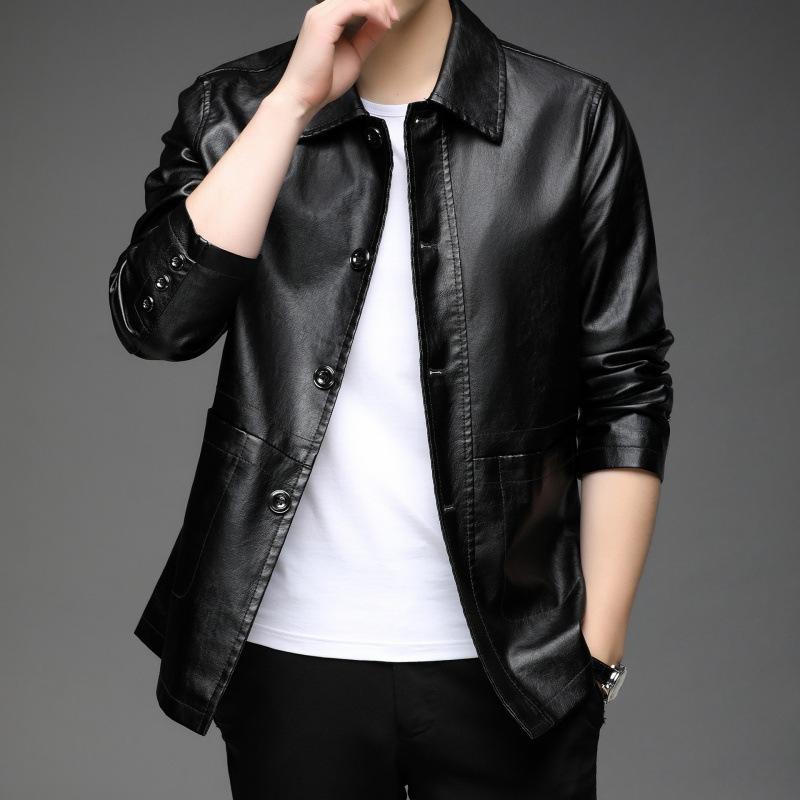 

Мужская кожаная новая весенне-осенняя кожаная куртка, повседневное красивое пальто, трендовая куртка, корейская версия мужской одежды 4XL