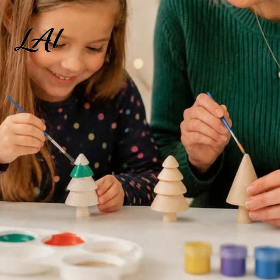 Handmade Holiday Decoration DIY Unfinished Wooden Kit Blank Craft Christmas Tree Wood Figurines Party Crafting Material for Kids Painting