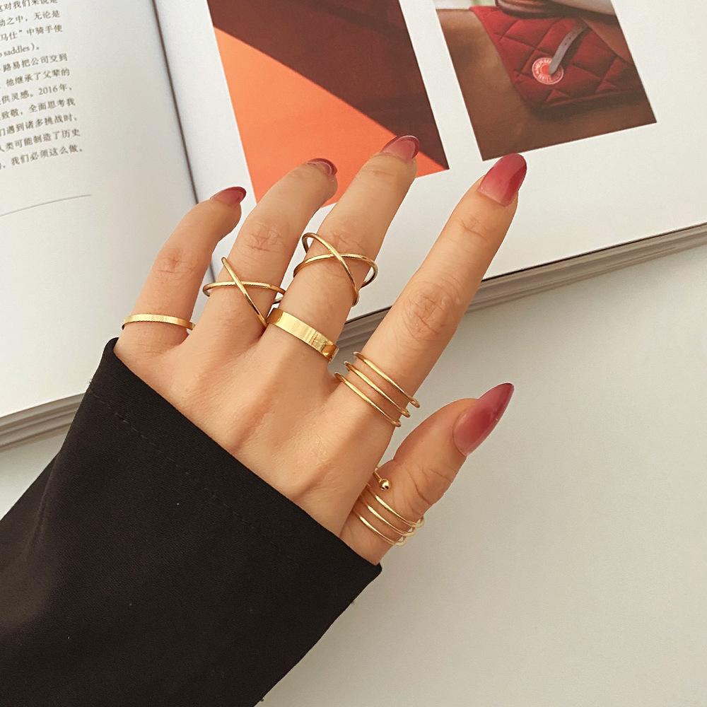 European and American Trendy Black 9-Piece Ring Set