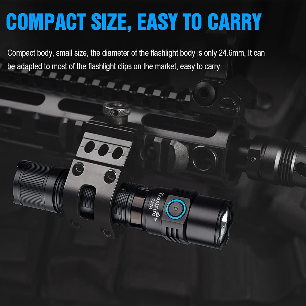 Trustfire T21R Rechargeable LED Military 2600 USB 5 Dimmable IPX8 Battery Level Aluminum Alloy Ideal for Night Nighttime Power Disaster and Evacuation