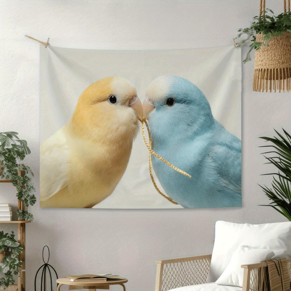 Two Peacock Parrots Theme Digital Printing Polyester Wall Tapestry Suitable for Use In Living Rooms Bedrooms Offices Bars Party