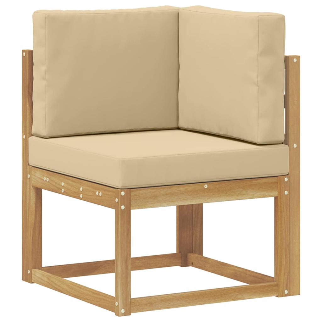 Outdoor Corner Sofa Solid Acacia Wood White