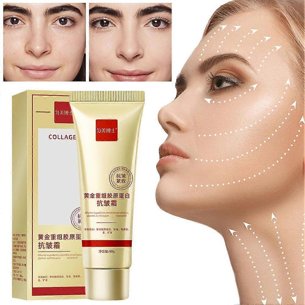 50g(A)$Golden Recombinant Collagen Anti-wrinkle Cream Soothes Dry Lines, Moisturizes, Tightens and Makes Your Skin Shiny